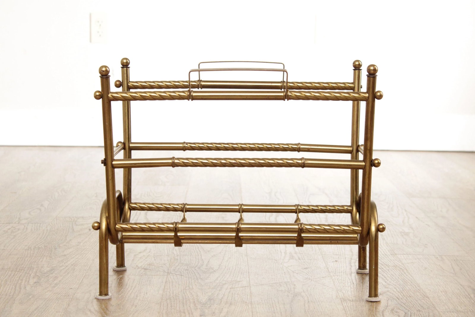 Vintage Hollywood Regency Brass Magazine Rack - 3