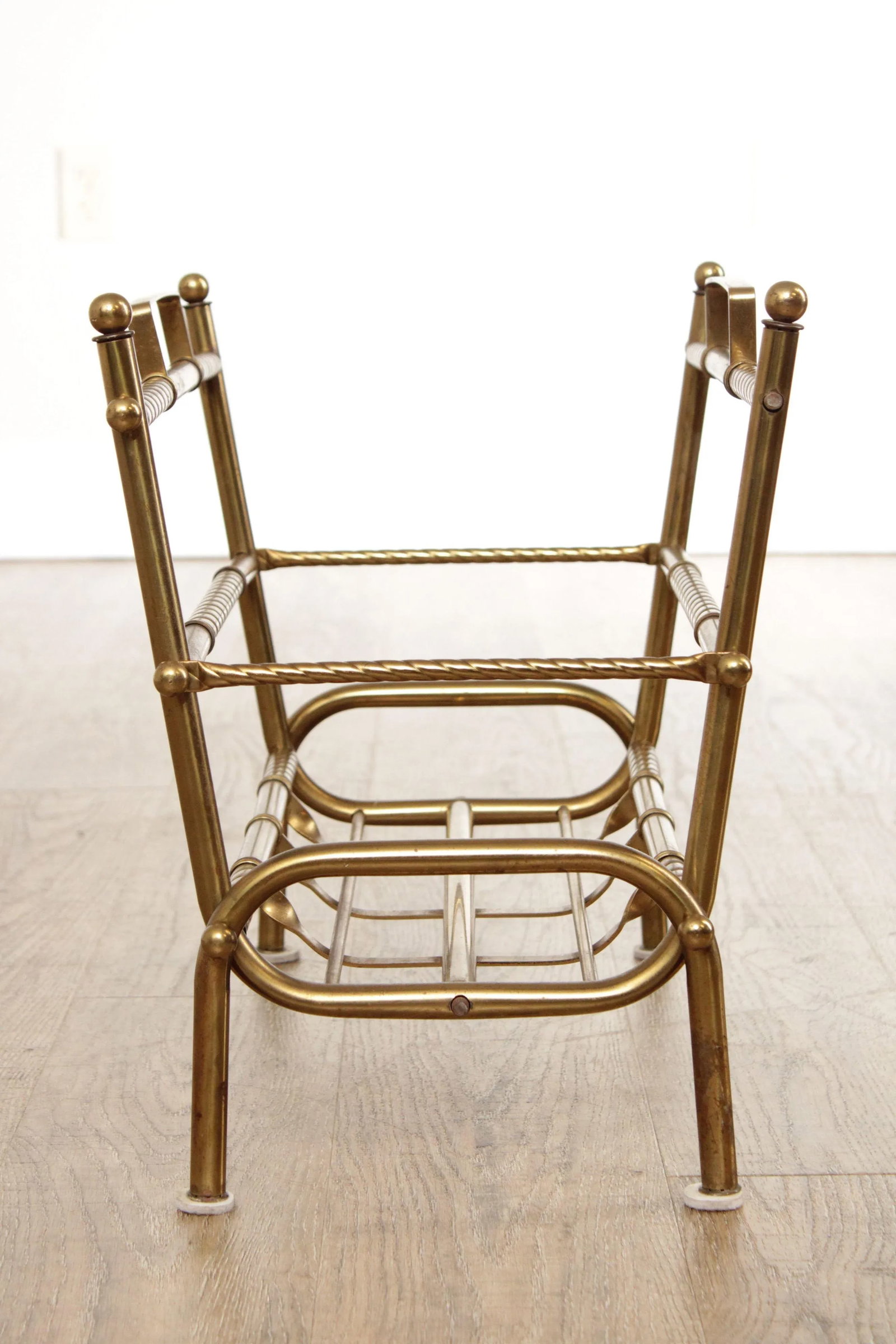 Vintage Hollywood Regency Brass Magazine Rack - 4