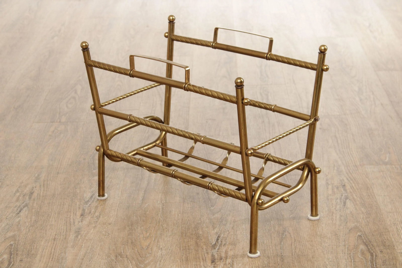Vintage Hollywood Regency Brass Magazine Rack - 5