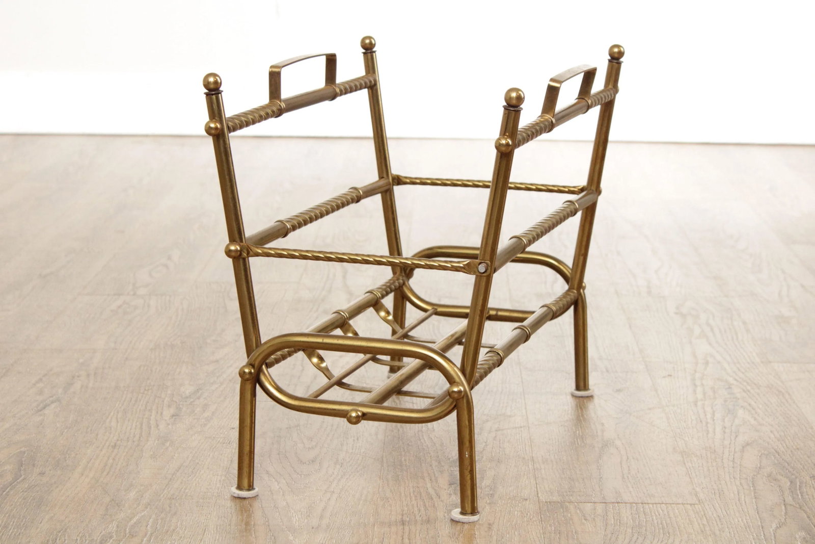 Vintage Hollywood Regency Brass Magazine Rack - 6