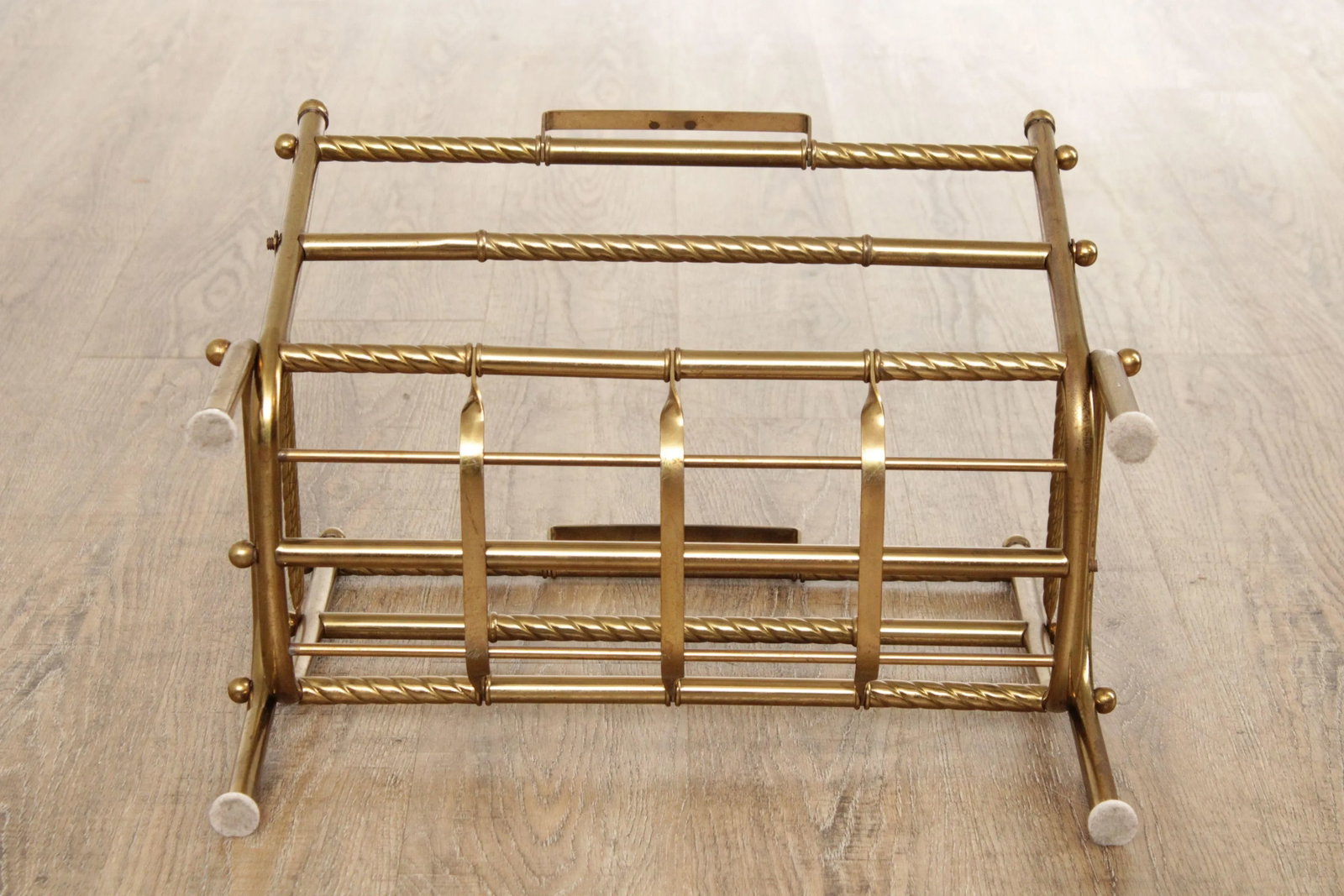 Vintage Hollywood Regency Brass Magazine Rack - 7