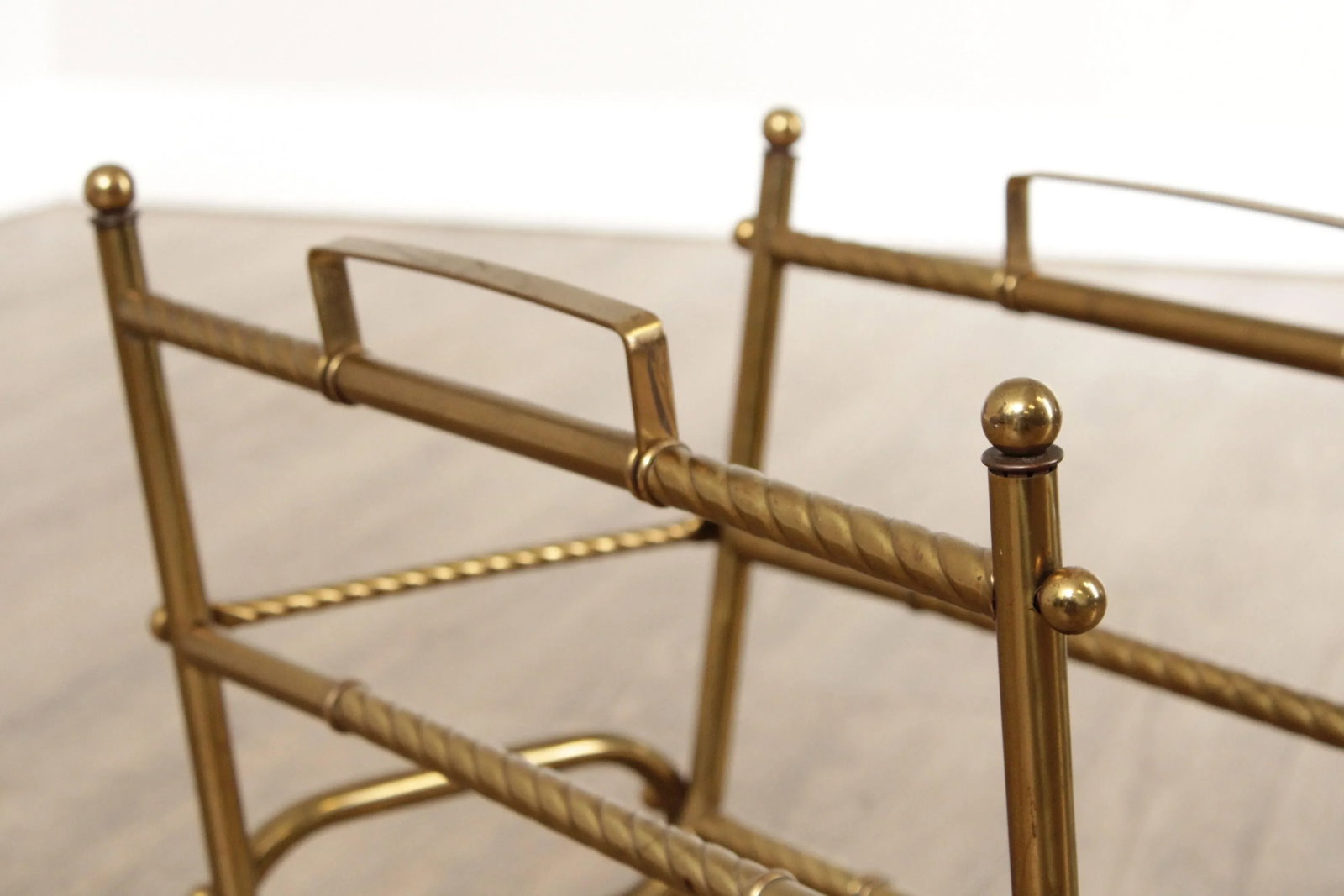 Vintage Hollywood Regency Brass Magazine Rack - 8