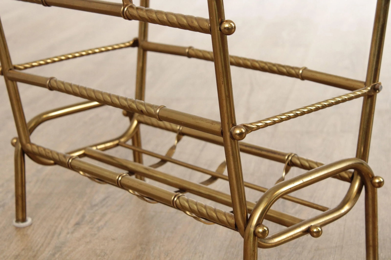 Vintage Hollywood Regency Brass Magazine Rack - 9