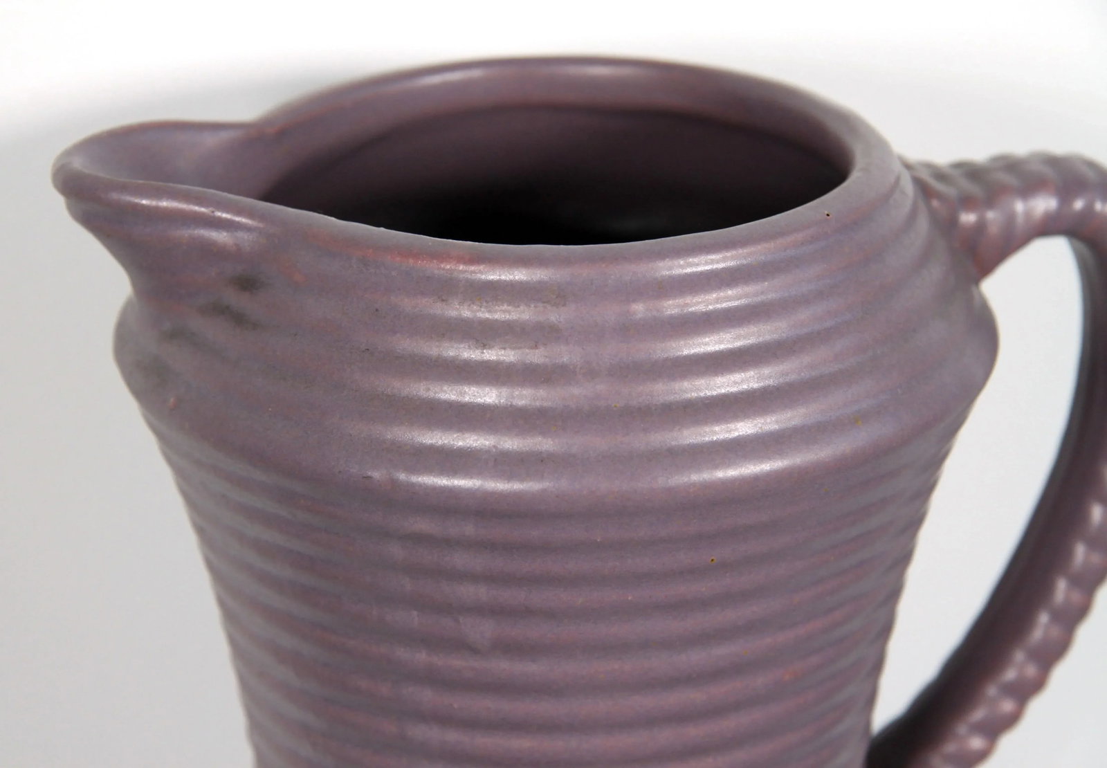 Vintage Arts & Crafts Period Purple Pottery Pitcher & Glasses - Set of 8 - 3