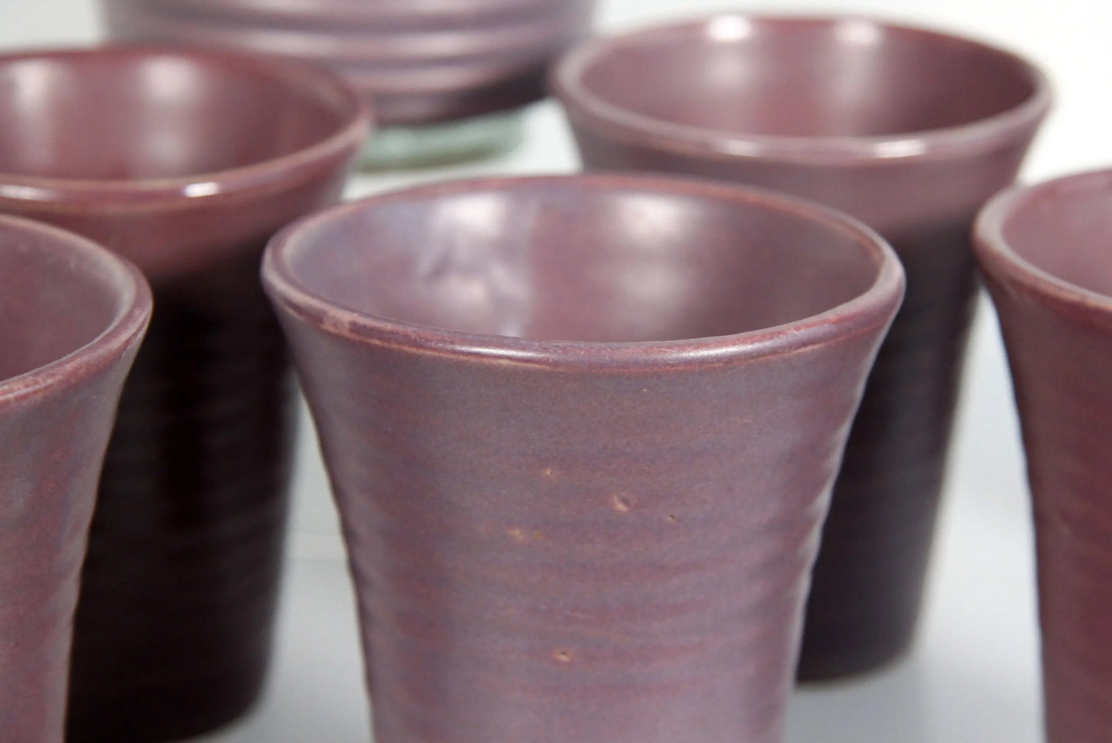 Vintage Arts & Crafts Period Purple Pottery Pitcher & Glasses - Set of 8 - 6