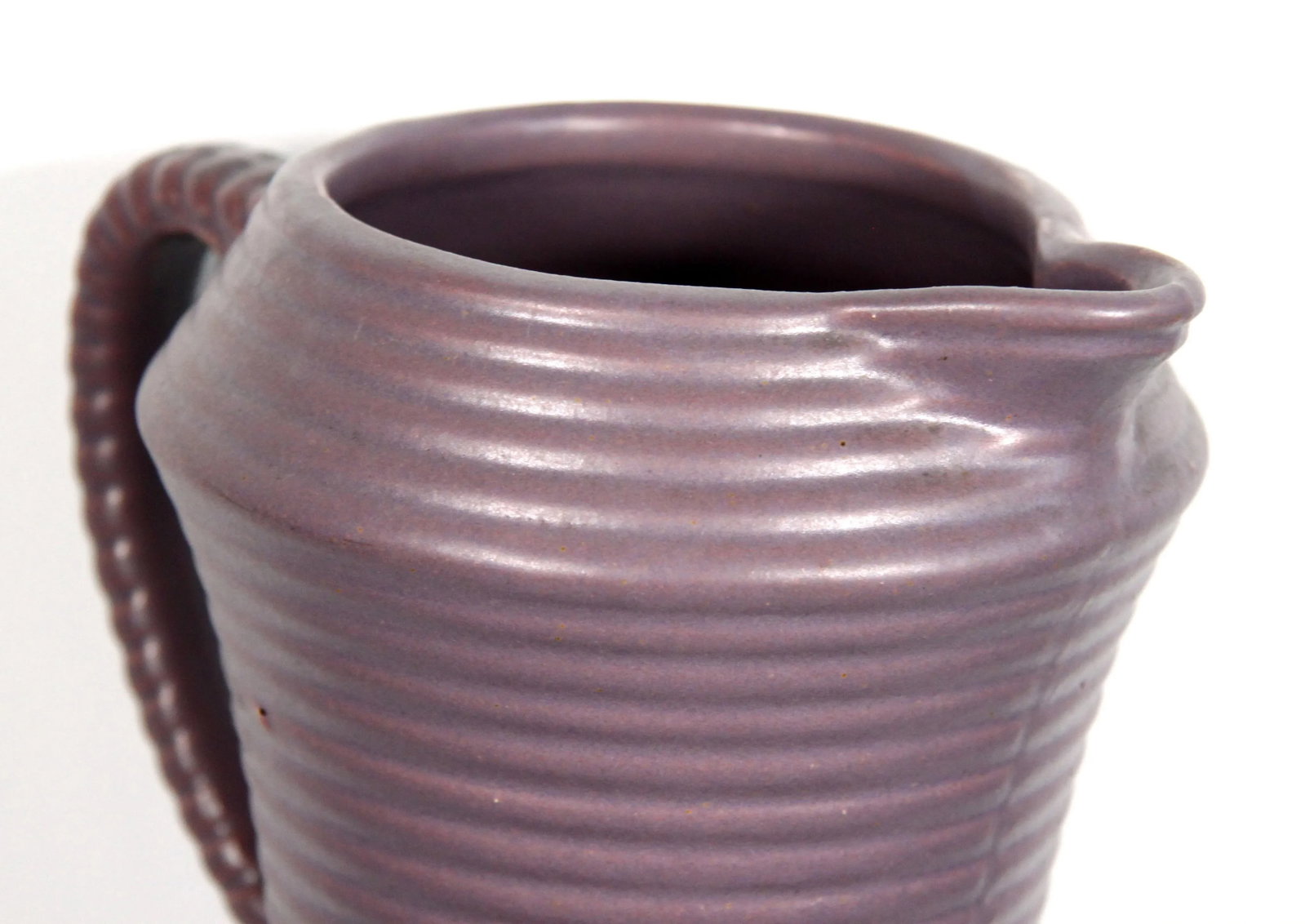 Vintage Arts & Crafts Period Purple Pottery Pitcher & Glasses - Set of 8 - 7