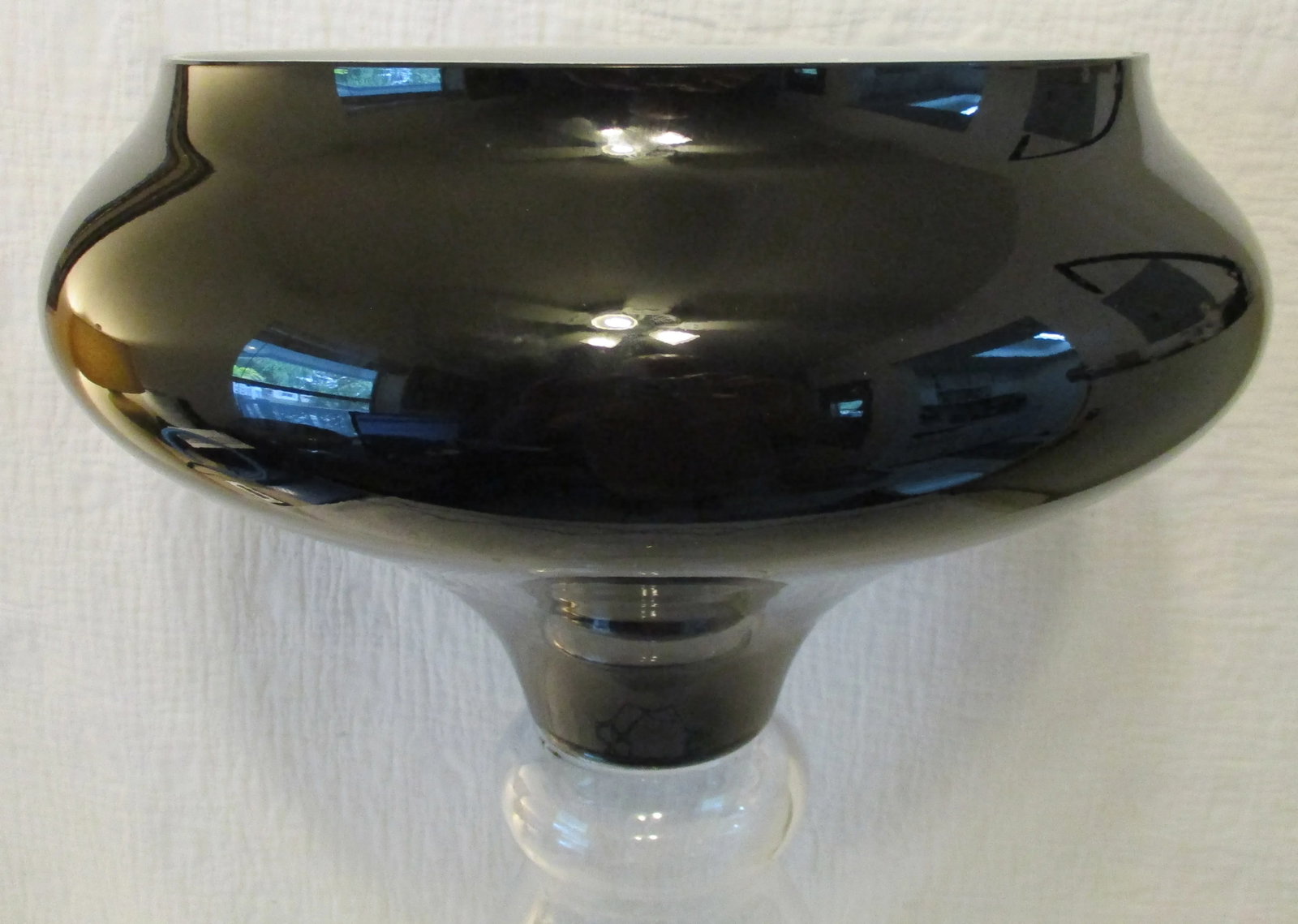 Italian Pedestal Vase Clear Base Black Bowl - 5