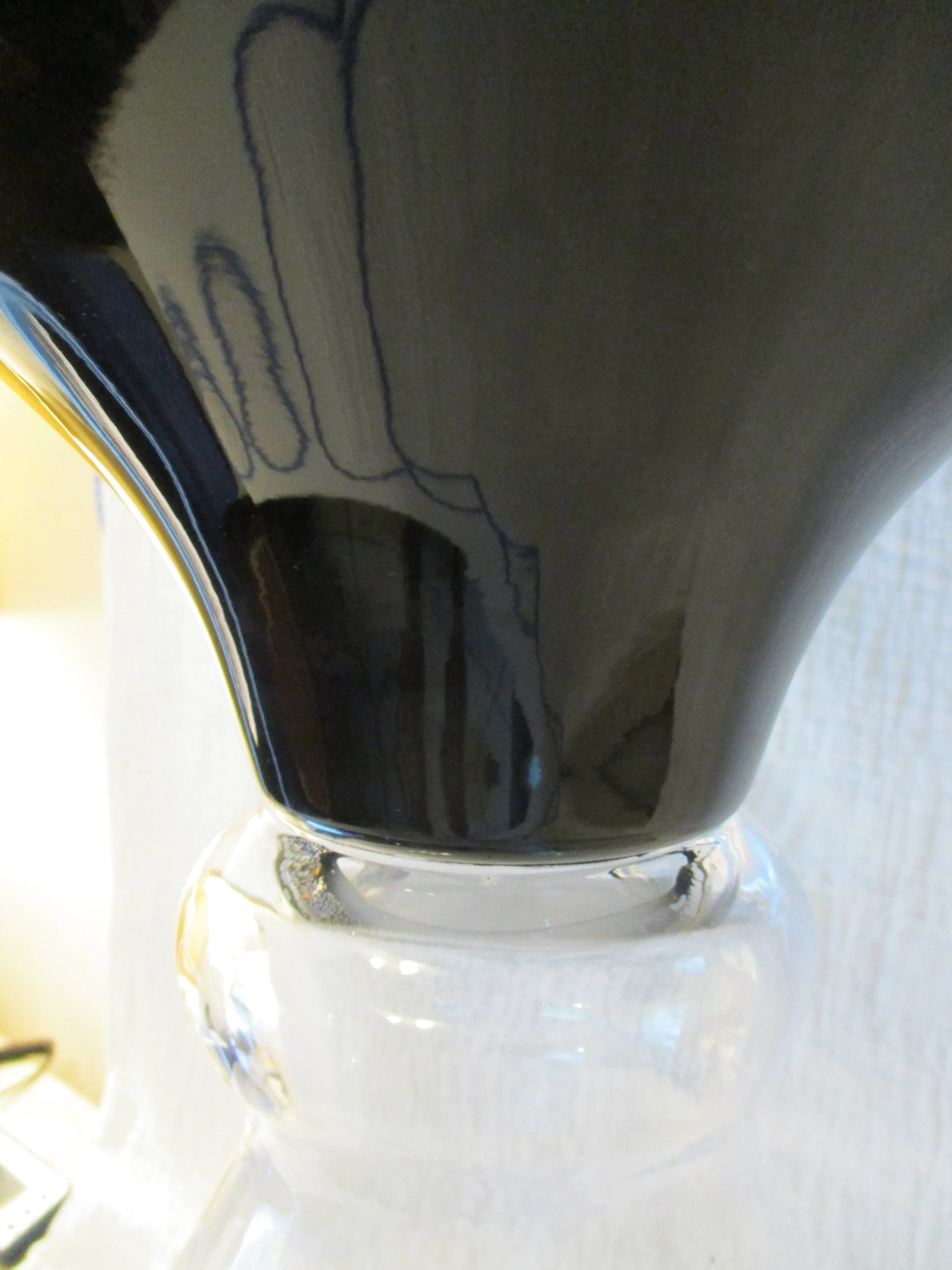 Italian Pedestal Vase Clear Base Black Bowl - 8