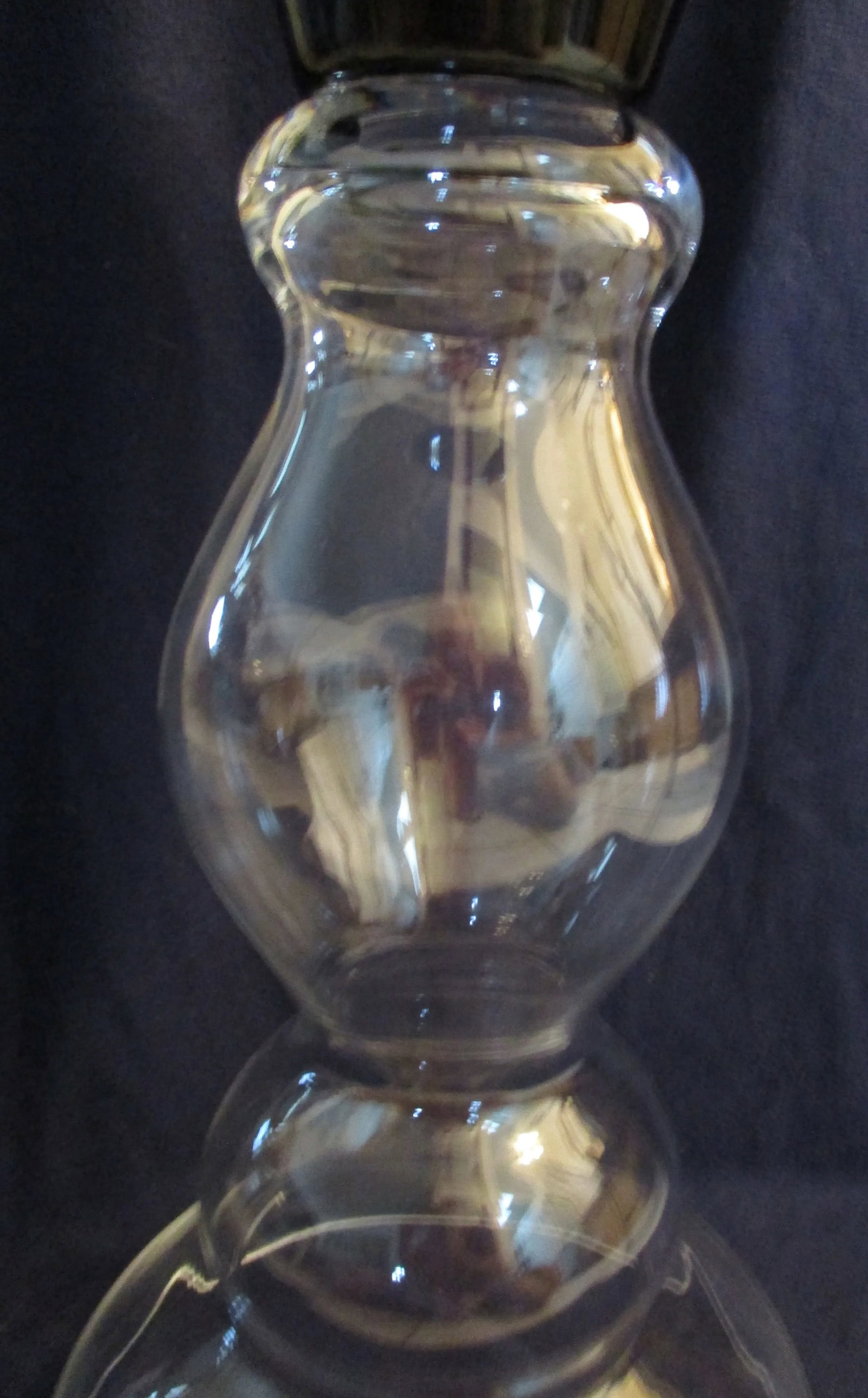 Italian Pedestal Vase Clear Base Black Bowl - 9