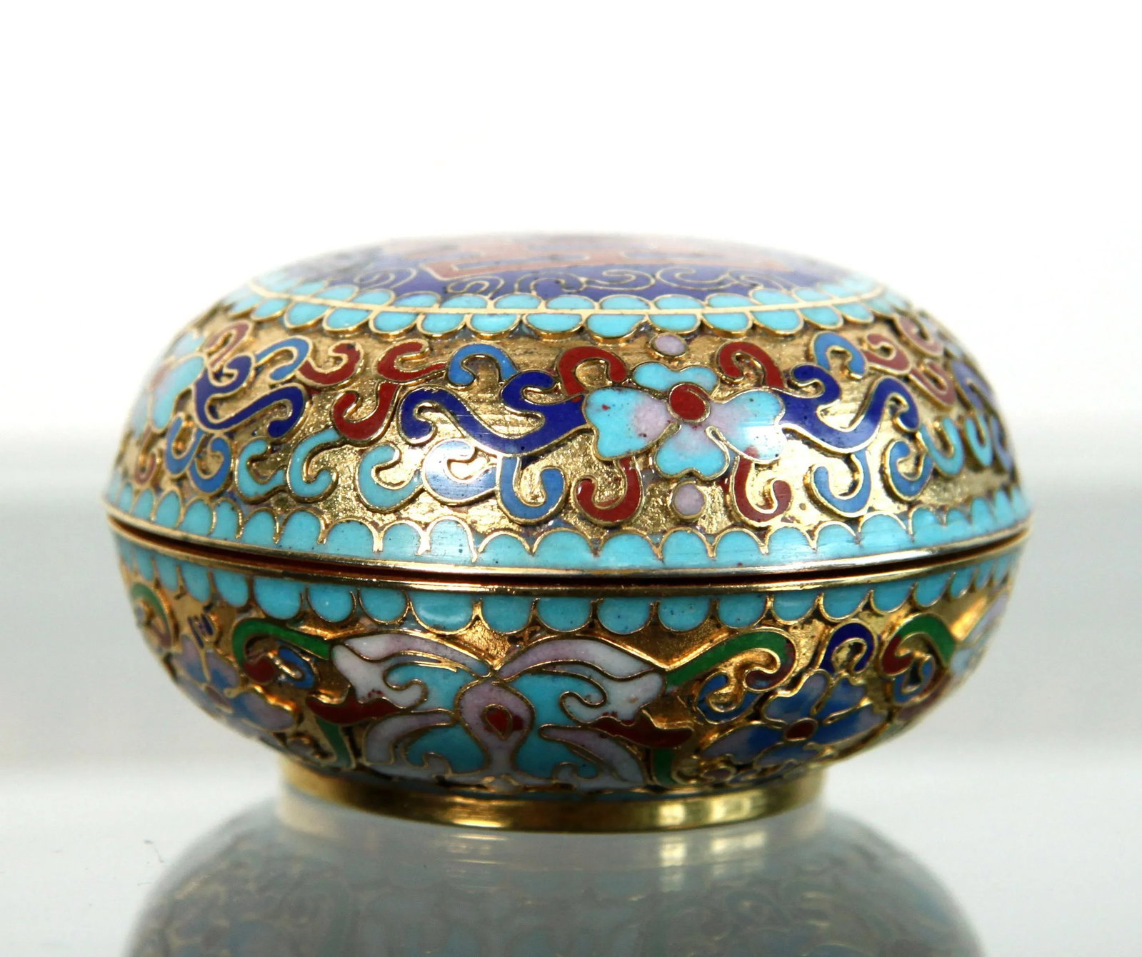 Vintage 1950's Chinese Hand Enameled Cloisonne Jewelry or Trinket Box / Jar - 6