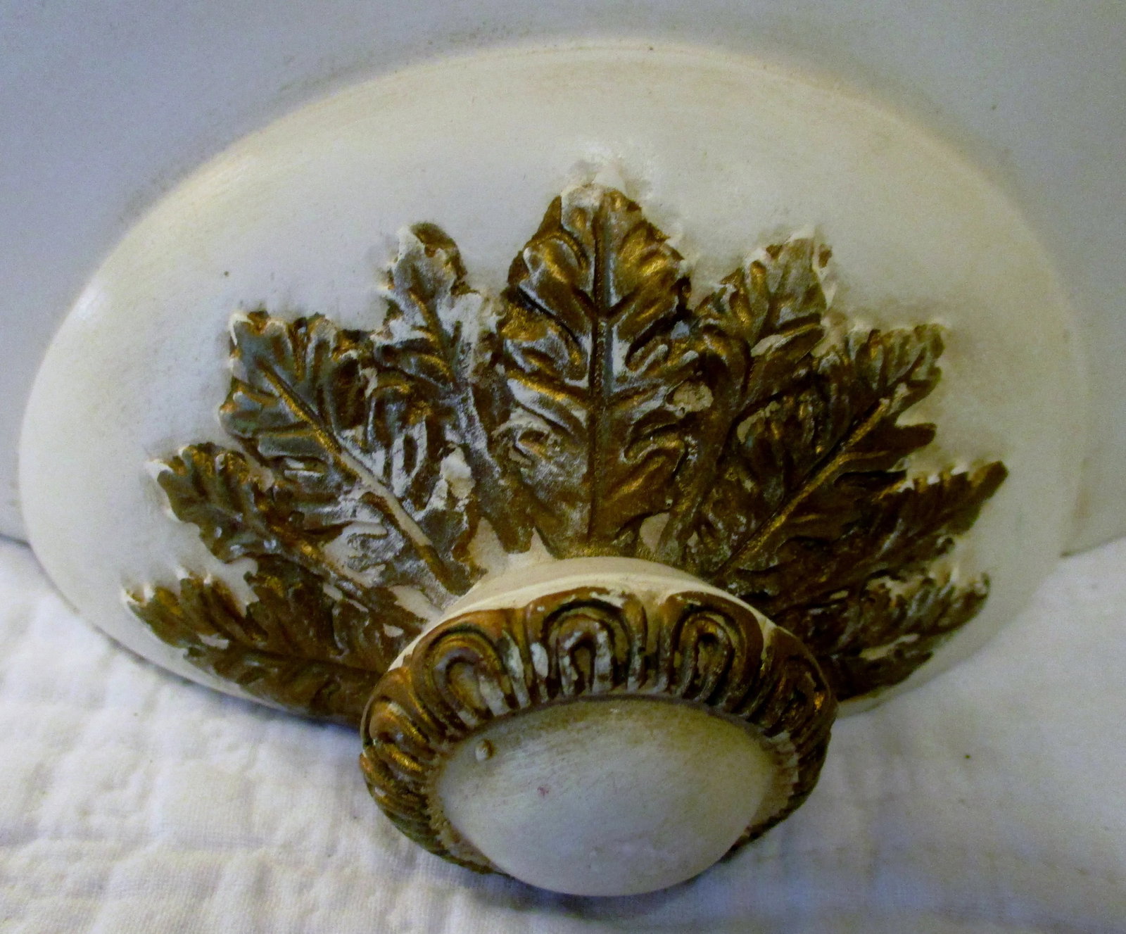 Vintage Roman Decorative Lavabo White With Gold Dancers and Oak Leaves Pottery - 2 Pieces - 8