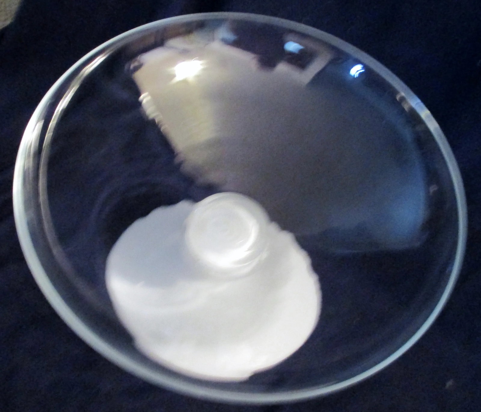 Italian Large Centerpiece Vase White Base Clear Bowl - 6