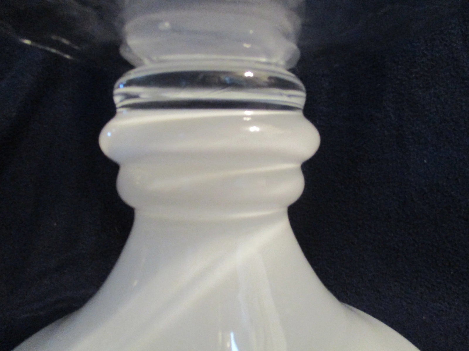 Italian Large Centerpiece Vase White Base Clear Bowl - 8