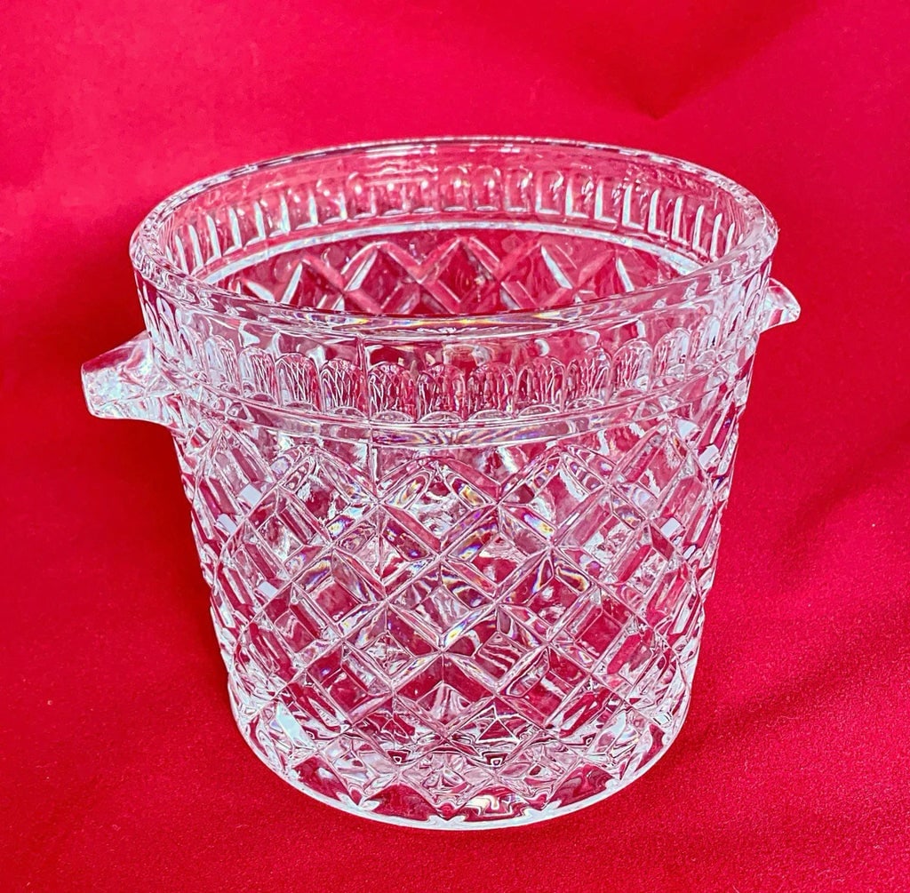 Vintage Regency Crystal Glass Ice Bucket Diamond Pattern - 2