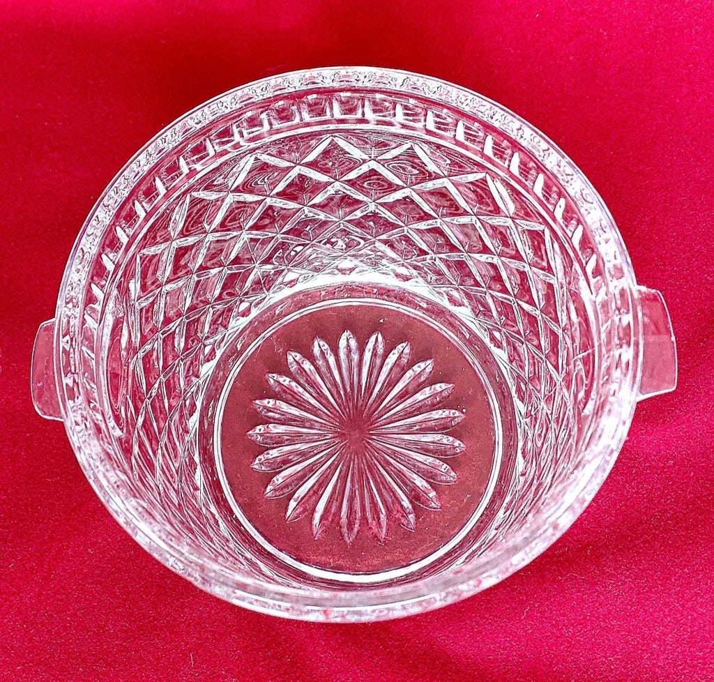 Vintage Regency Crystal Glass Ice Bucket Diamond Pattern - 3