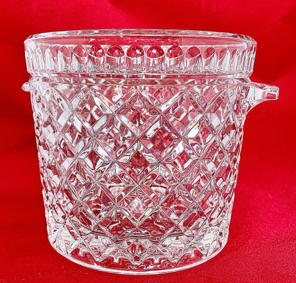 Vintage Regency Crystal Glass Ice Bucket Diamond Pattern - 5