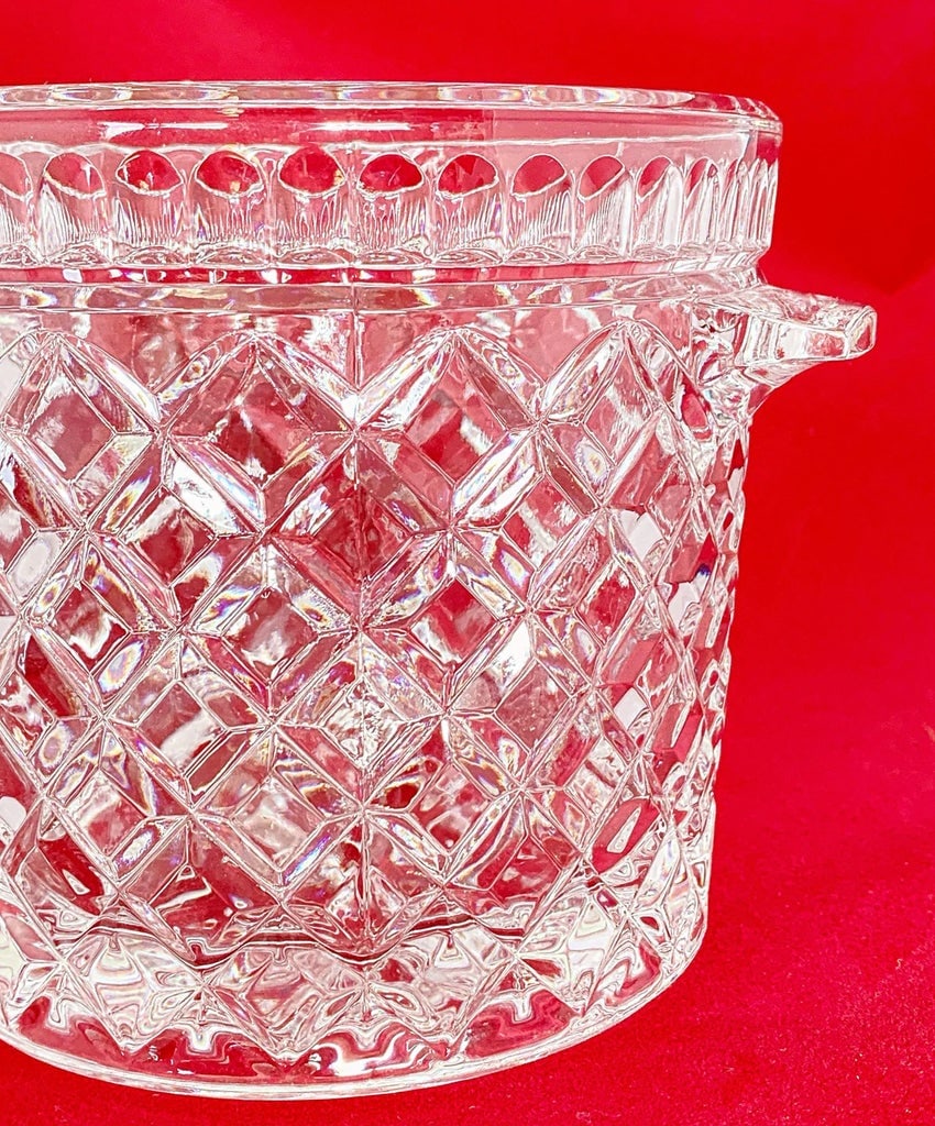 Vintage Regency Crystal Glass Ice Bucket Diamond Pattern - 8