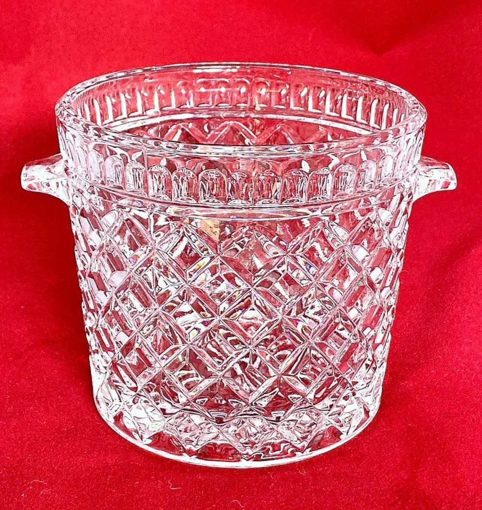 Vintage Regency Crystal Glass Ice Bucket Diamond Pattern - 9
