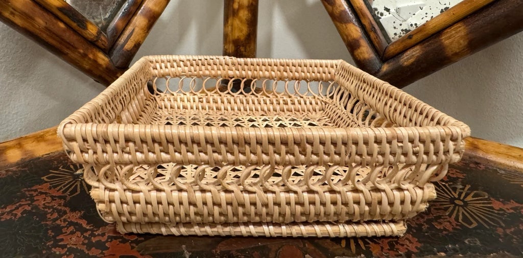 Square Caned Rattan Cachepot Basket - 7