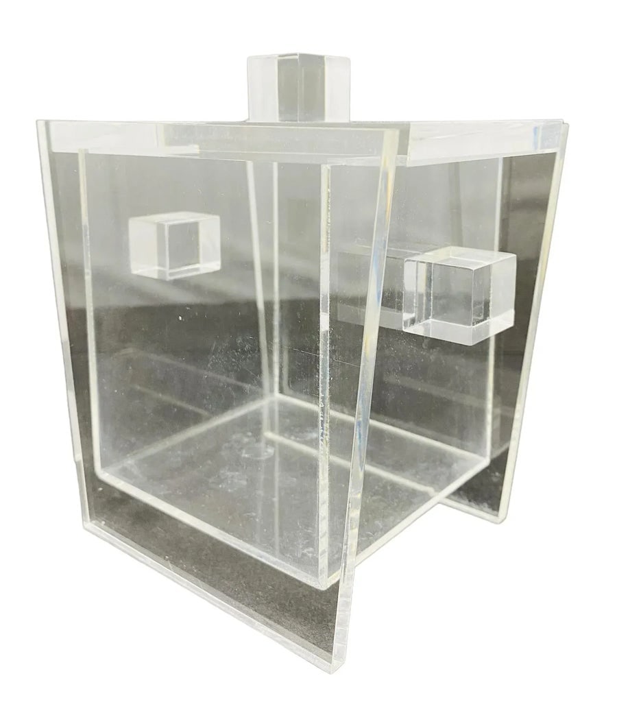 Vintage "Sushi" Lucite Box Angled Sides Rectangular Handles With Matching Lid - 11
