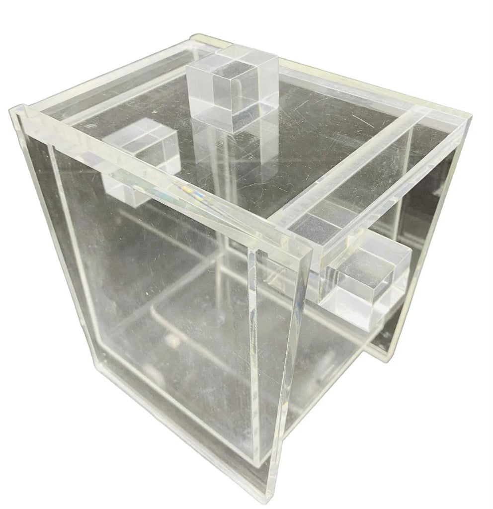 Vintage "Sushi" Lucite Box Angled Sides Rectangular Handles With Matching Lid - 2