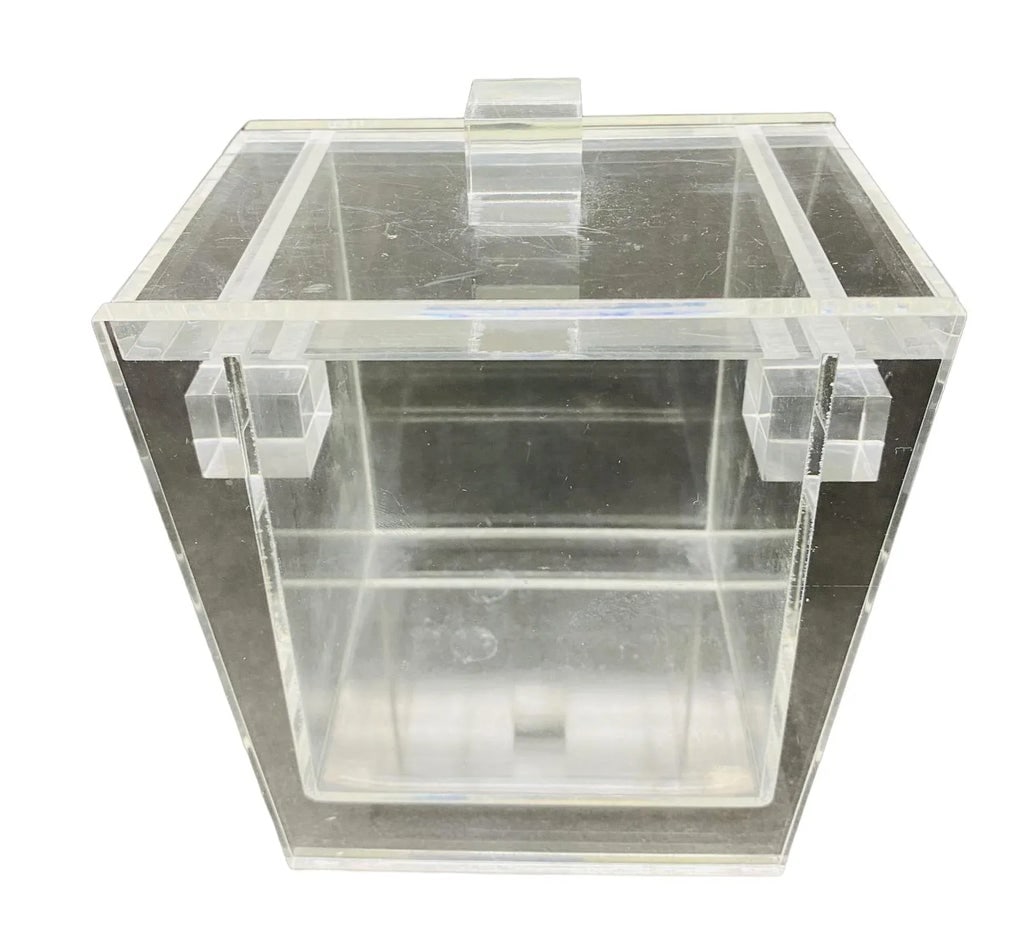 Vintage "Sushi" Lucite Box Angled Sides Rectangular Handles With Matching Lid - 3