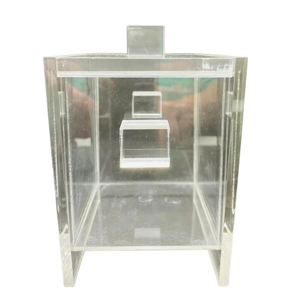 Vintage "Sushi" Lucite Box Angled Sides Rectangular Handles With Matching Lid - 4