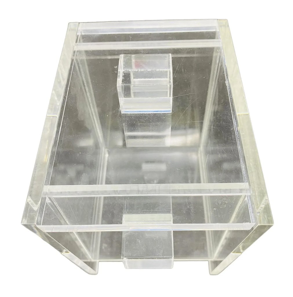 Vintage "Sushi" Lucite Box Angled Sides Rectangular Handles With Matching Lid - 5