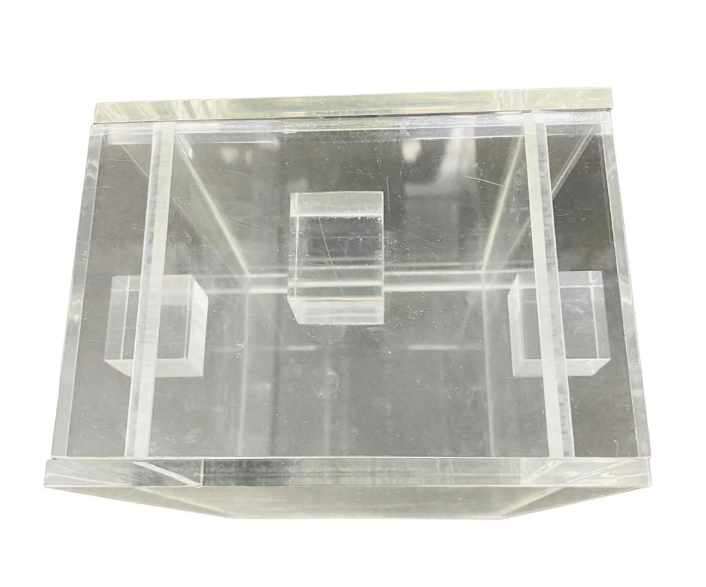 Vintage "Sushi" Lucite Box Angled Sides Rectangular Handles With Matching Lid - 6