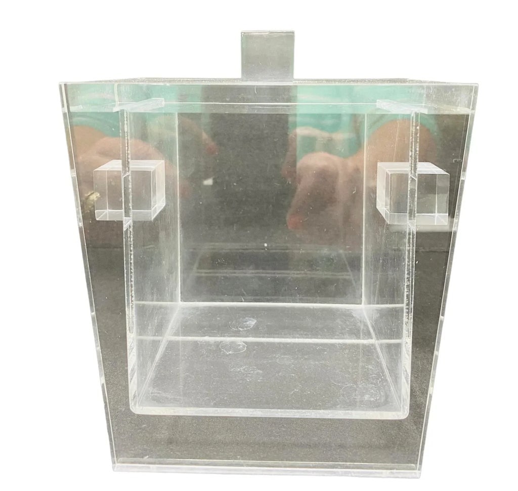 Vintage "Sushi" Lucite Box Angled Sides Rectangular Handles With Matching Lid - 7