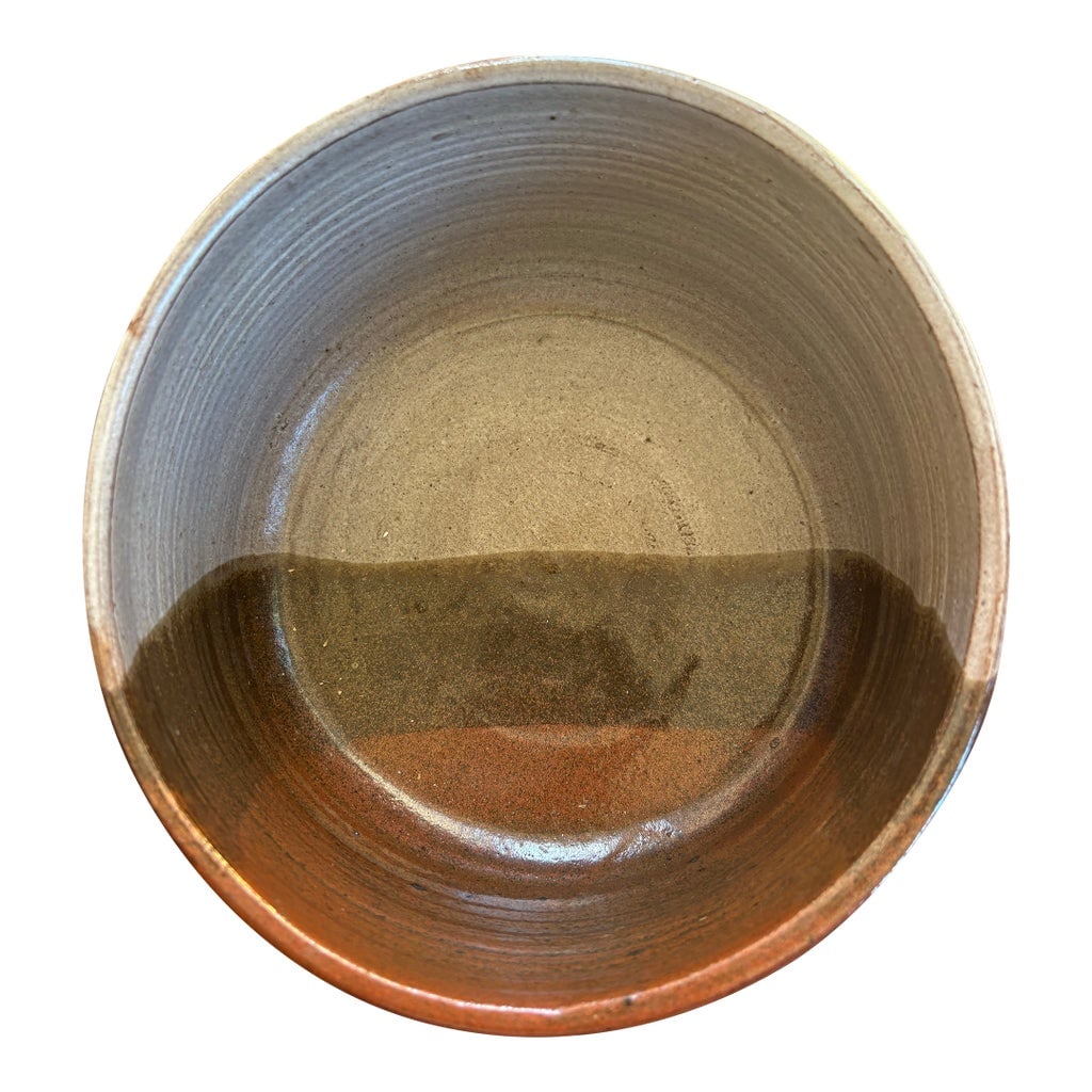 1970s Signed Ann Campbell Studio Pottery Serving Bowl - 7.5-8" Handmade Stoneware