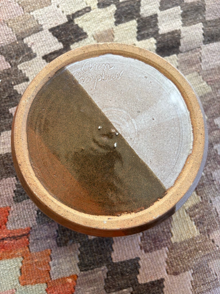 1970s Signed Ann Campbell Studio Pottery Serving Bowl - 7.5-8" Handmade Stoneware - 5