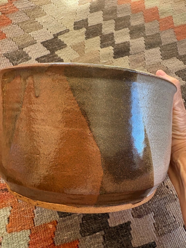 1970s Signed Ann Campbell Studio Pottery Serving Bowl - 7.5-8" Handmade Stoneware - 6