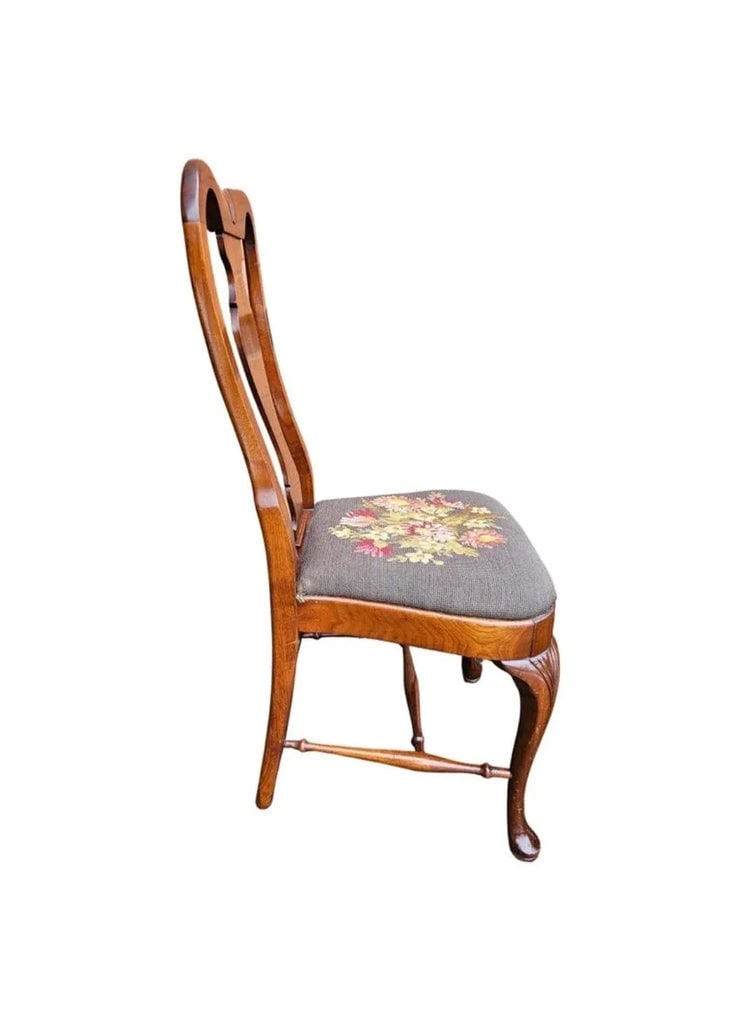 19th Century Grand Ledge Mahogany and Needlepoint Seat Dining Chairs, Pair - 5