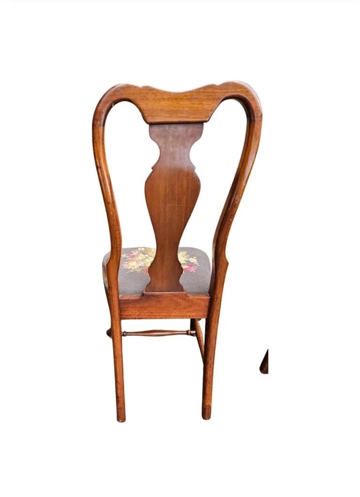 19th Century Grand Ledge Mahogany and Needlepoint Seat Dining Chairs, Pair - 6