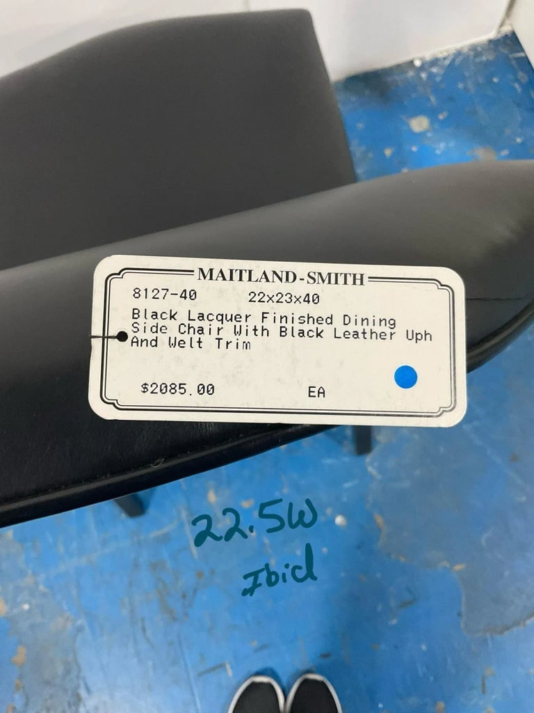 Maitland-Smith Transitional Black Leather Side Chair - 7