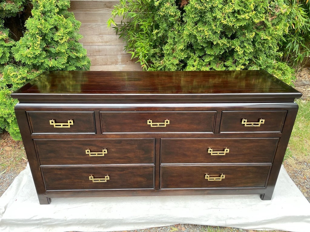 Hollywood Regency Dresser Ebony FInish W/ Brass Handles - 2
