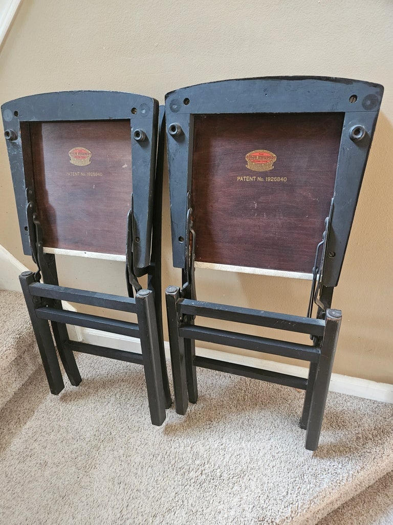 1920s Vintage Louis Rastetter & Sons Black Wood Folding Chairs - A Pair - 2