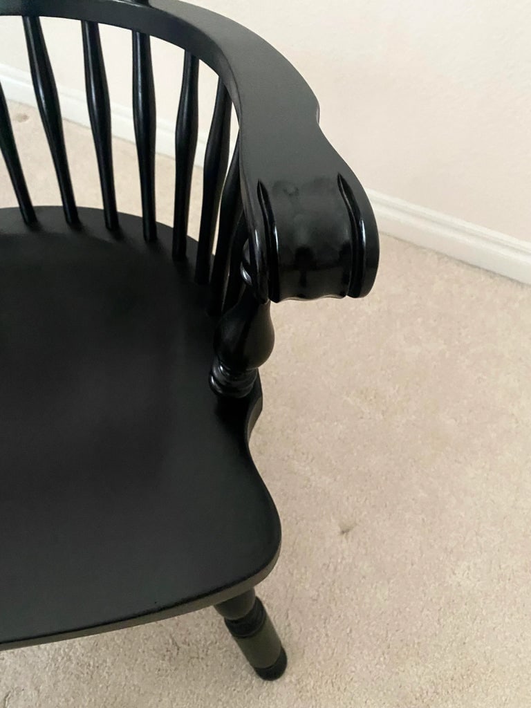 Ethan Allen Baumritter Stunning Black Windsor Comb Back Armchair Excellent Mint Condition. - 11