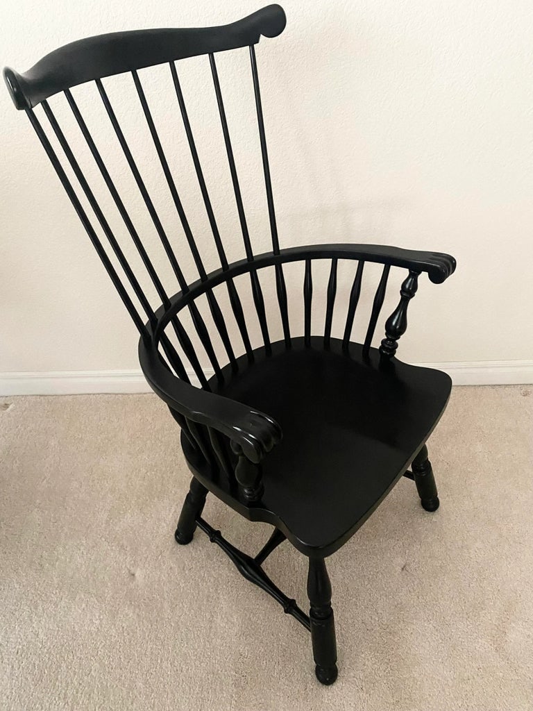Ethan Allen Baumritter Stunning Black Windsor Comb Back Armchair Excellent Mint Condition. - 15
