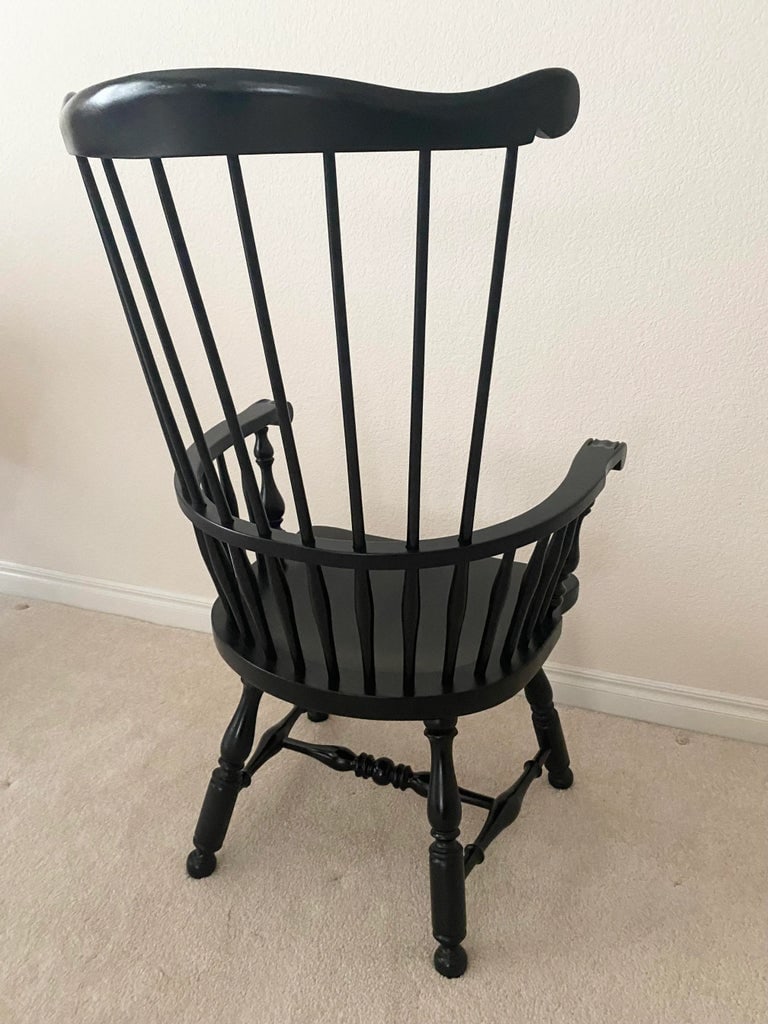 Ethan Allen Baumritter Stunning Black Windsor Comb Back Armchair Excellent Mint Condition. - 5