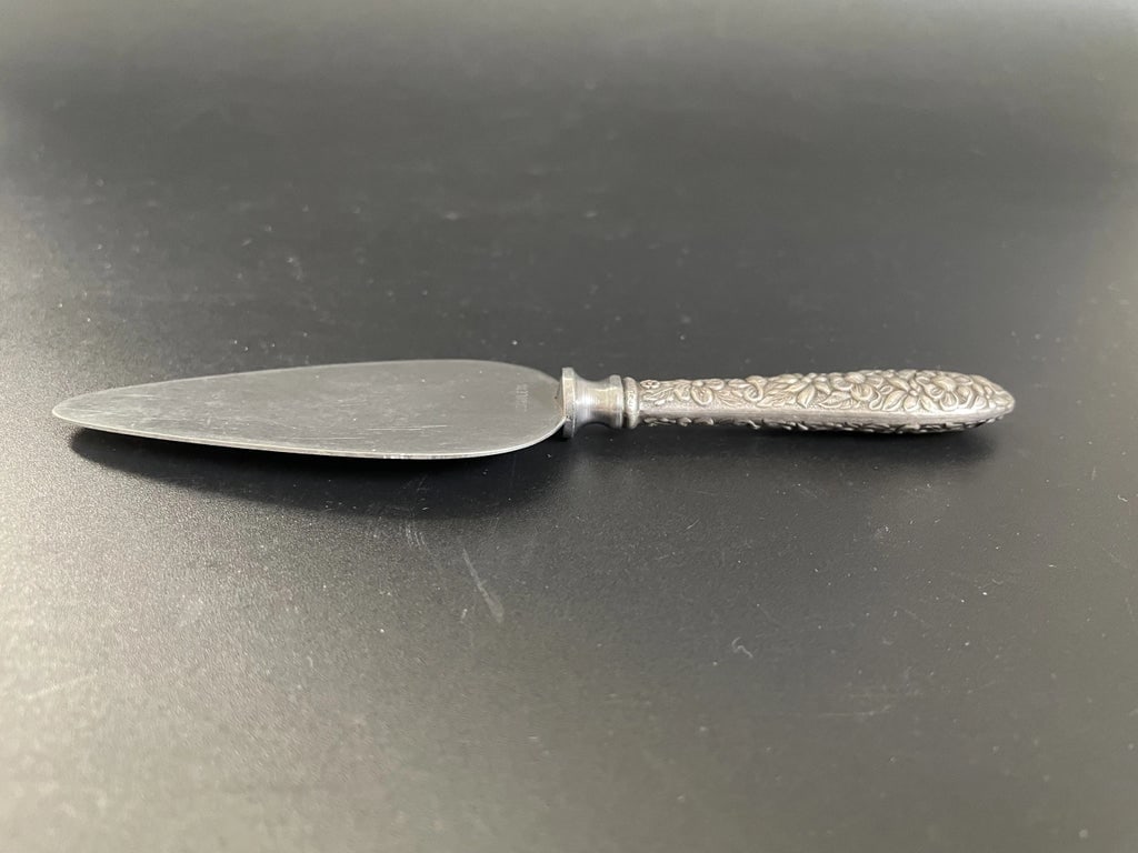 Antique Rose Repousse Silver Cheese Server - 2