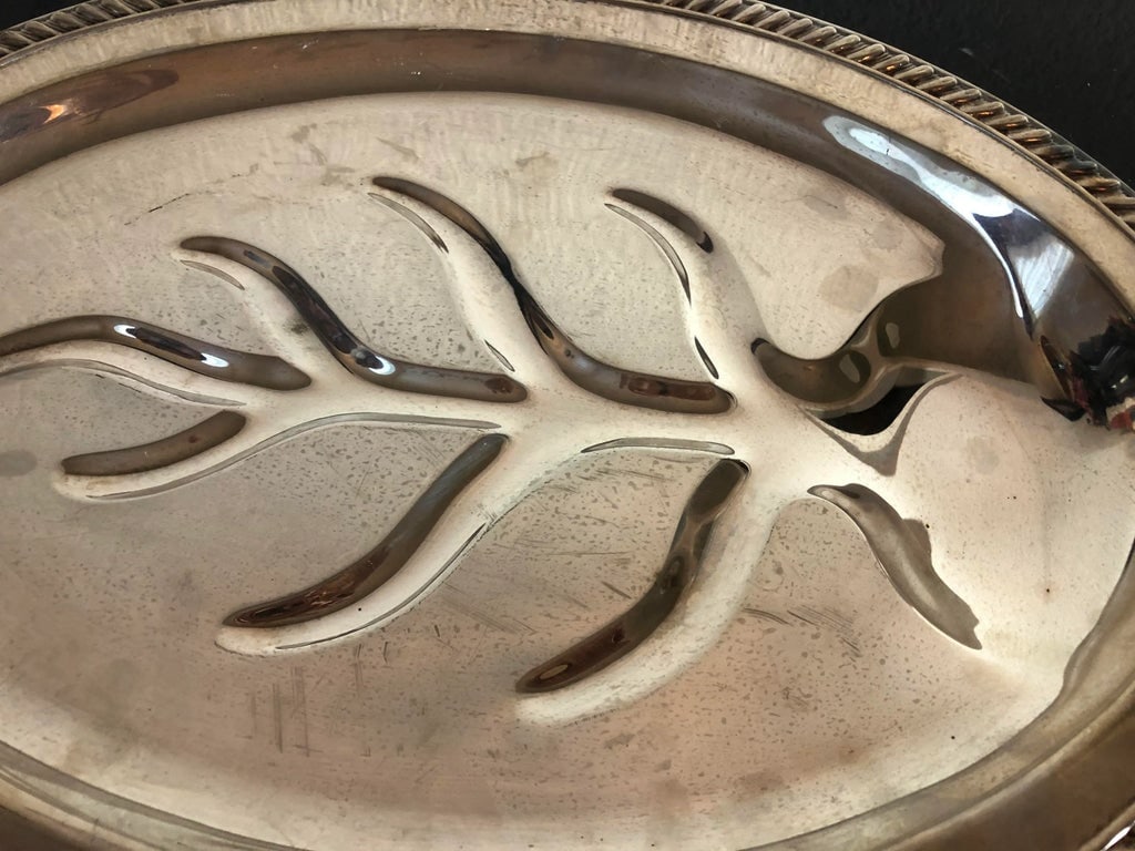 Mid Century American Silver Tree of Life and Gravy Well Fish/Meat Platter - 2