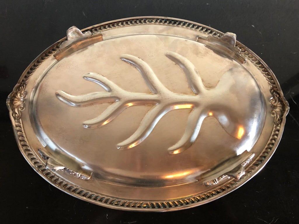 Mid Century American Silver Tree of Life and Gravy Well Fish/Meat Platter - 6