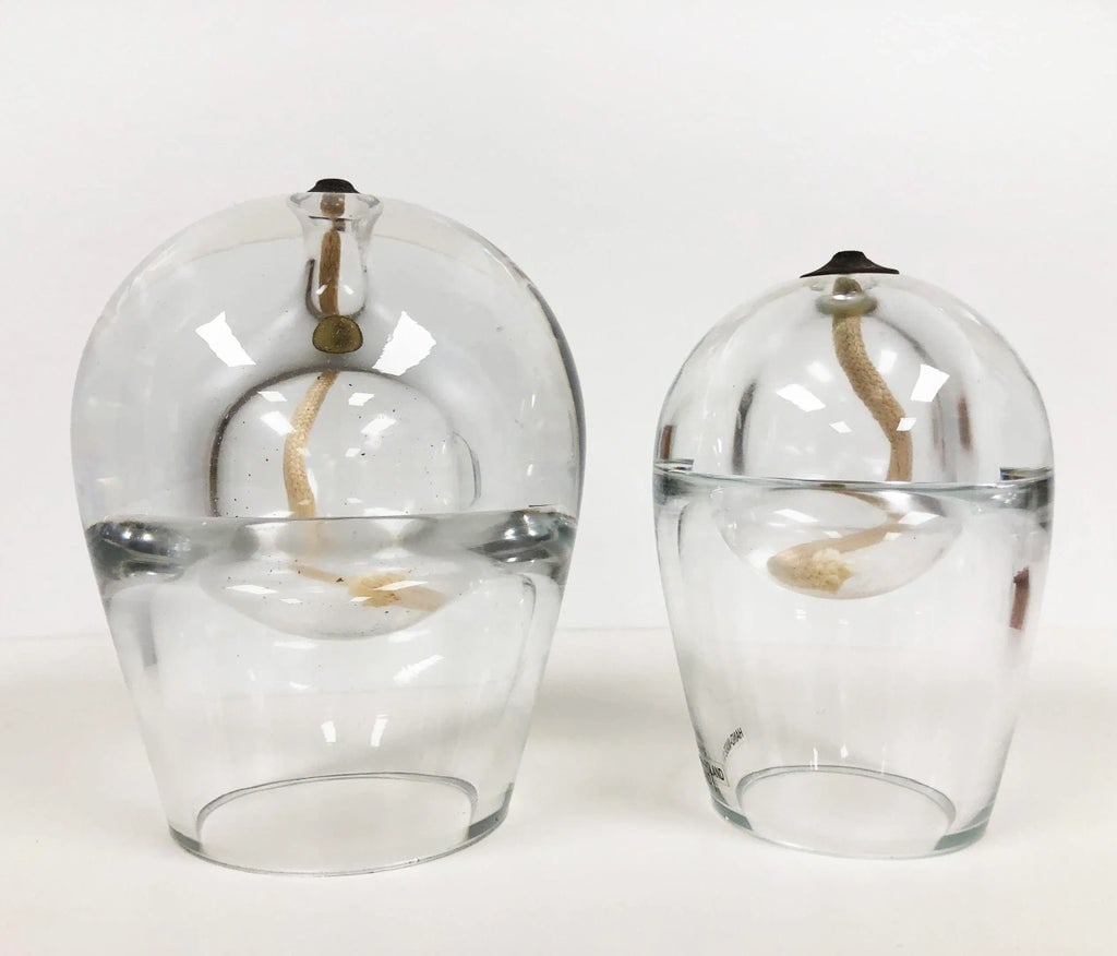 Early 20th Century Streamline Style Hand Blown Glass Oil Burners - a Pair - 11