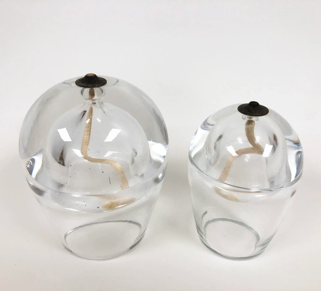 Early 20th Century Streamline Style Hand Blown Glass Oil Burners - a Pair - 2