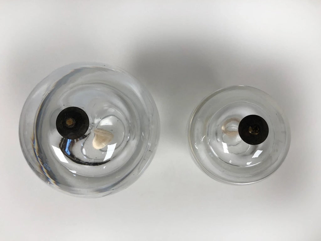 Early 20th Century Streamline Style Hand Blown Glass Oil Burners - a Pair - 3