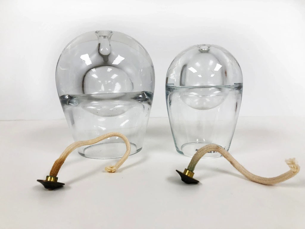 Early 20th Century Streamline Style Hand Blown Glass Oil Burners - a Pair - 7