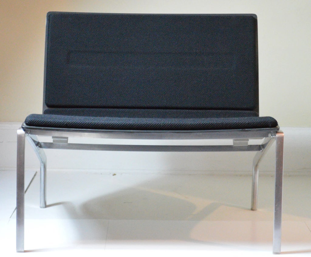 Piero Lissoni Fritz Hansen Pl200 Gray Lacquer Black Wool Lounge Chair - 2