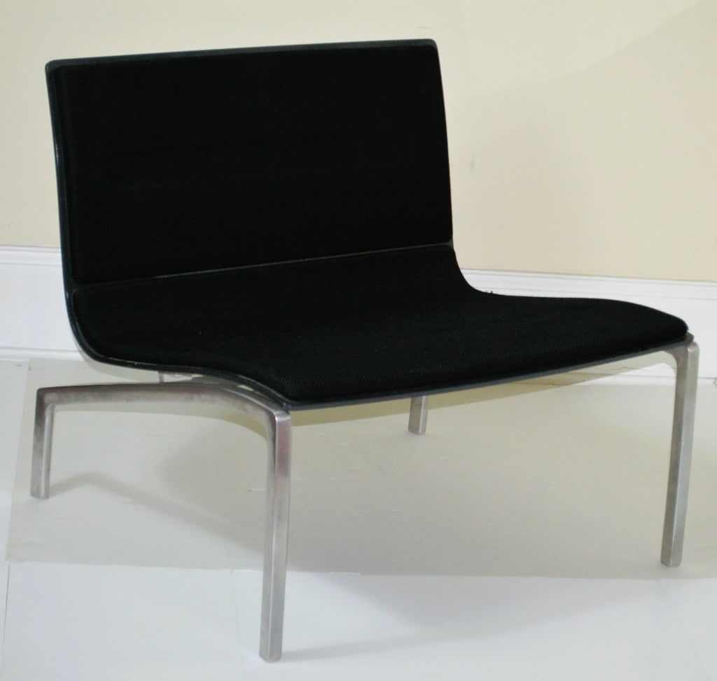 Piero Lissoni Fritz Hansen Pl200 Gray Lacquer Black Wool Lounge Chair - 3